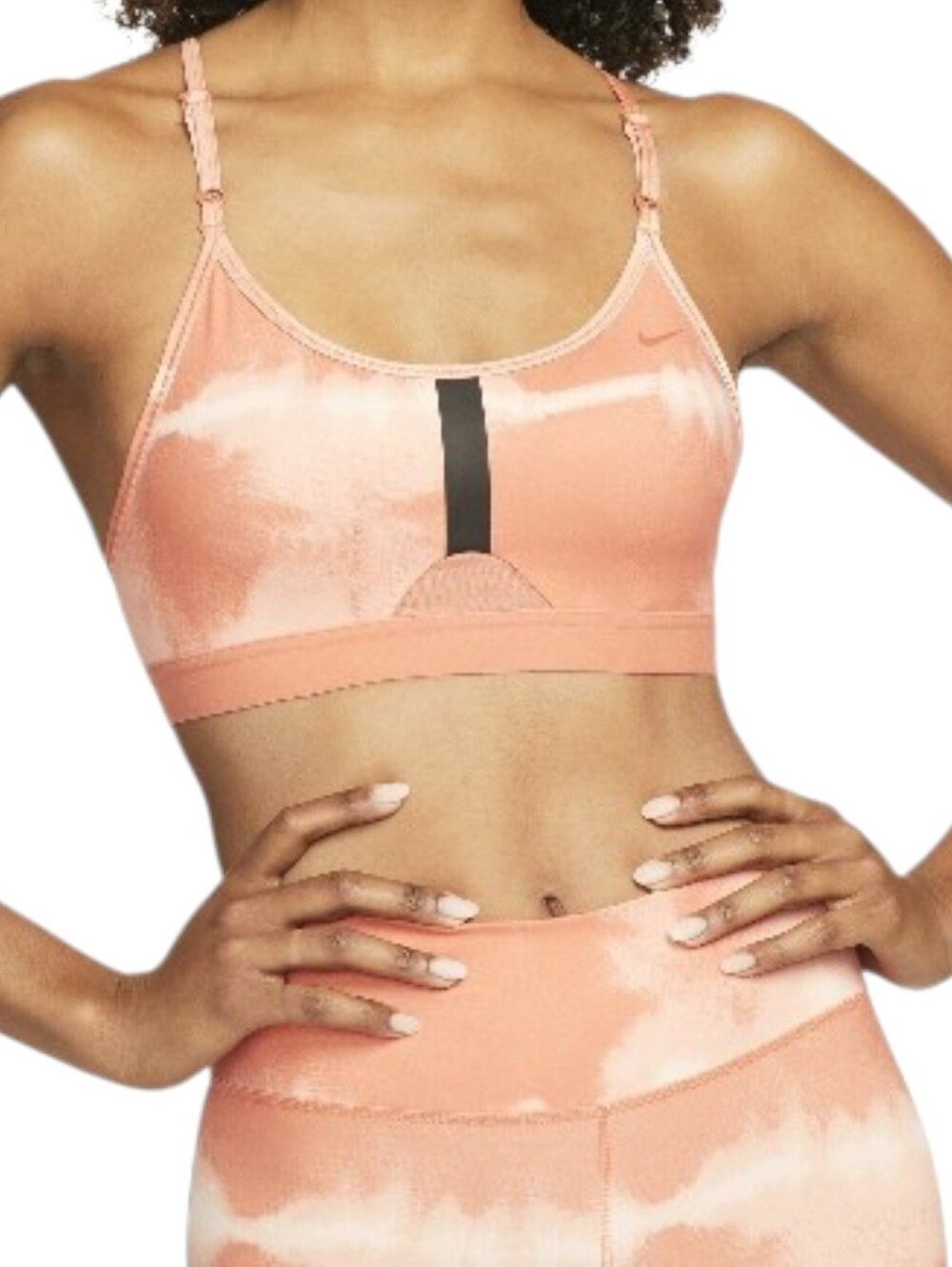 Nike Indy Women's Light-Support Padded All-Over Print Sports Bra Orange/White-M